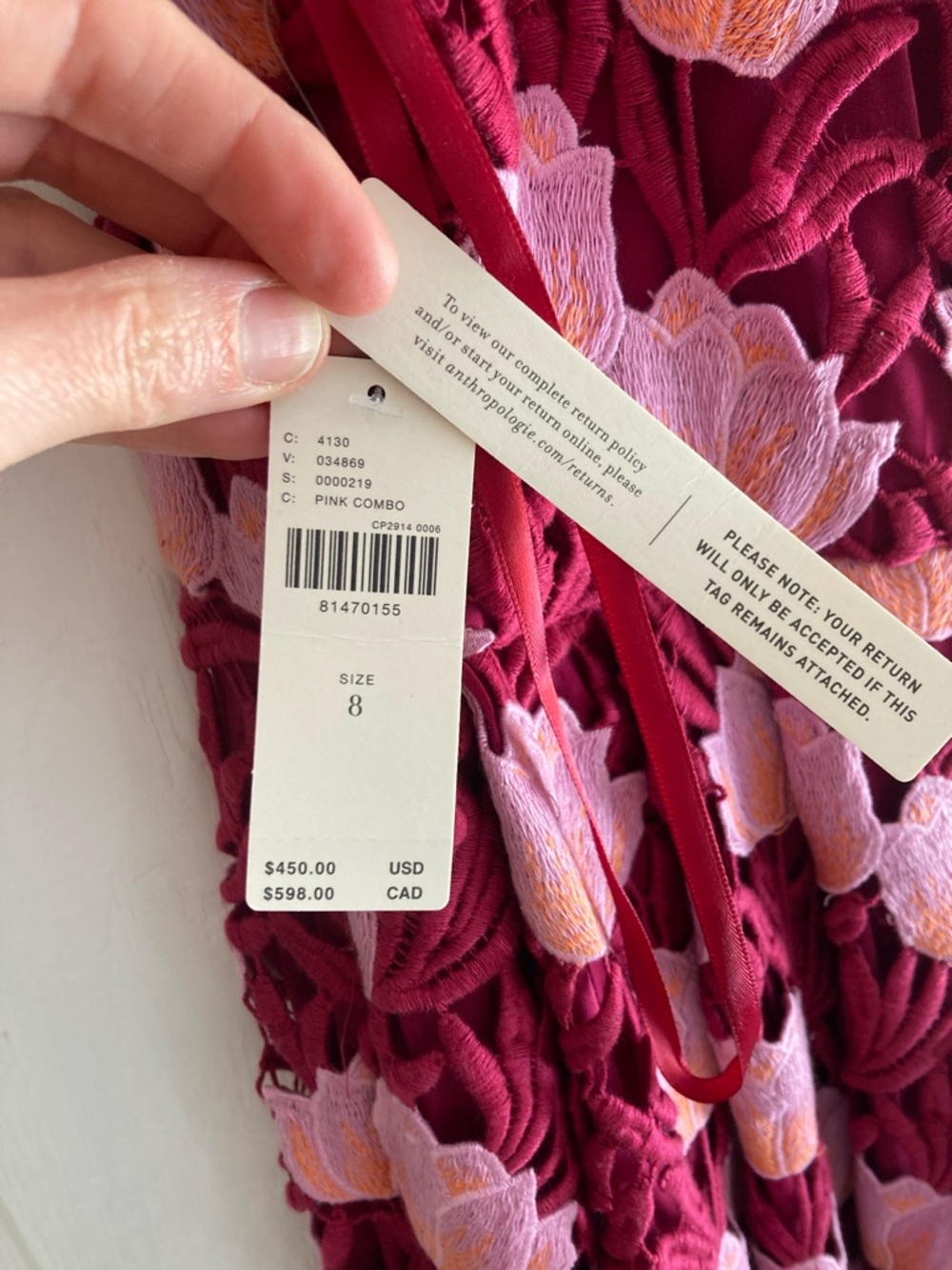 One-Shoulder Floral Midi Dress in Burgundy and Pink NWT Sz 8 - Picture 3 of 11